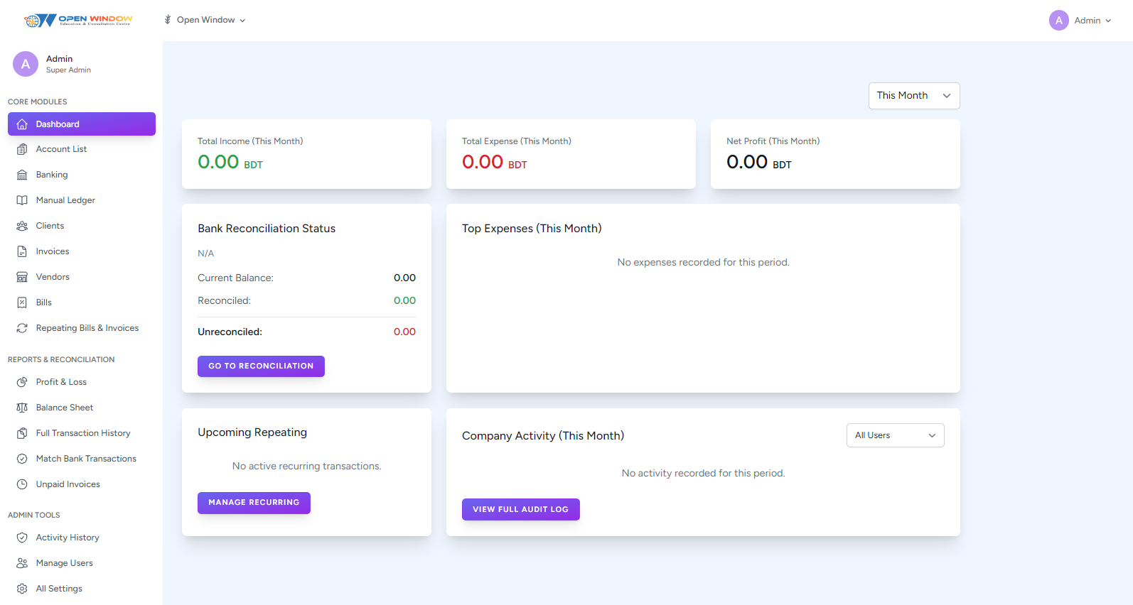 Finance Management Dashboard